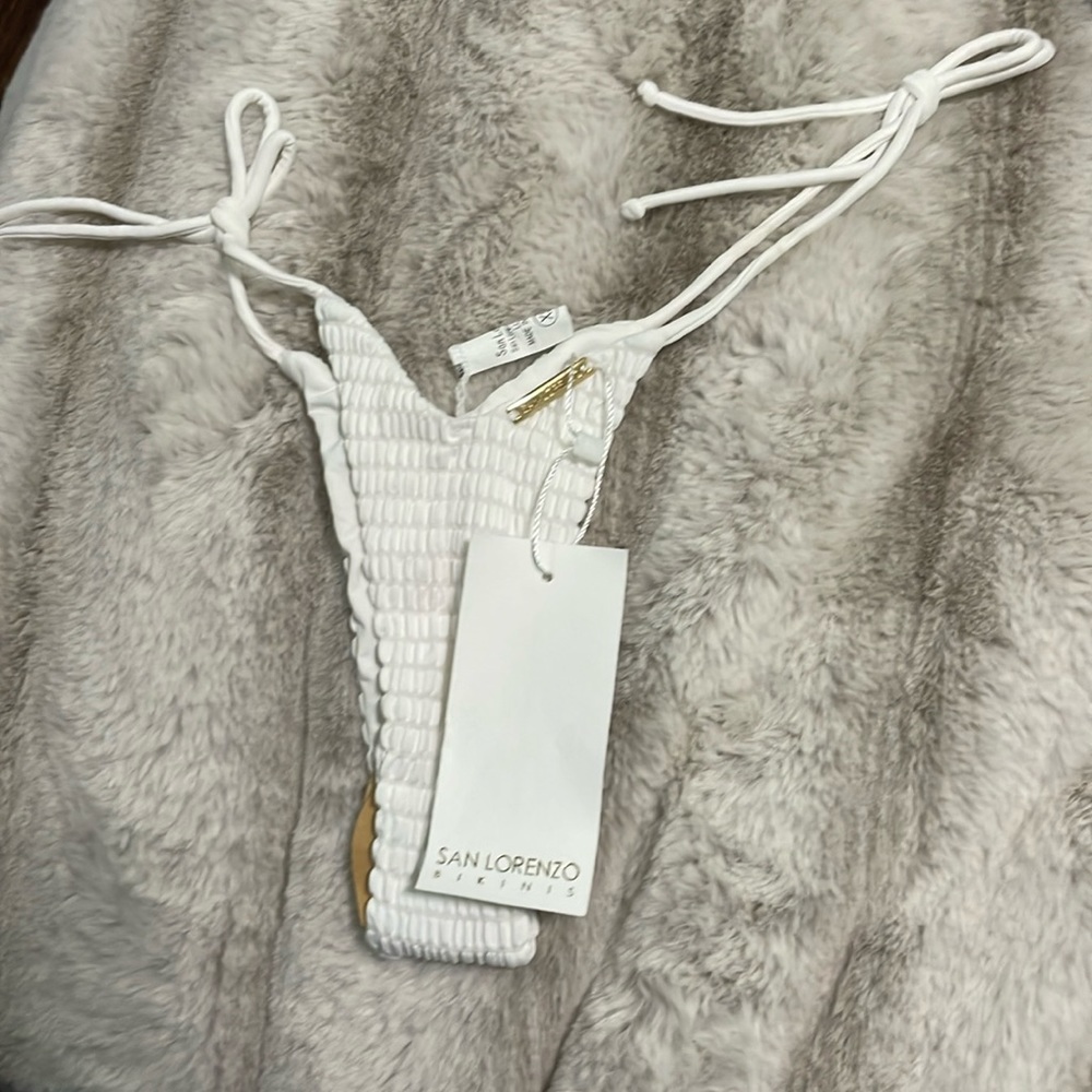 NWT San Lorenzo Mykonos Bleu Aster High Cut Side Tie Bikini Bottom xs